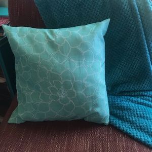 Turquoise-green outdoor/indoor pillow.